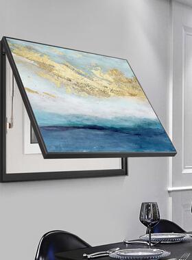 蓝色抽象BQ海纳百表箱装画弱电箱遮挡现孔代简饰约免打遮挡箱电闸