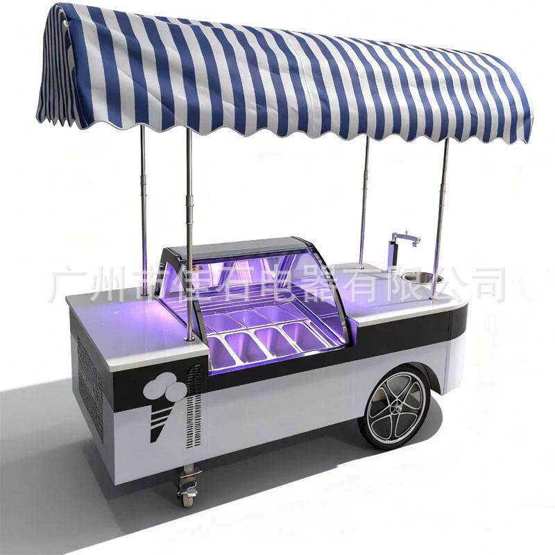 2026新款8盘户外雪糕手推车110Vgelatocart冰淇淋摆摊车
