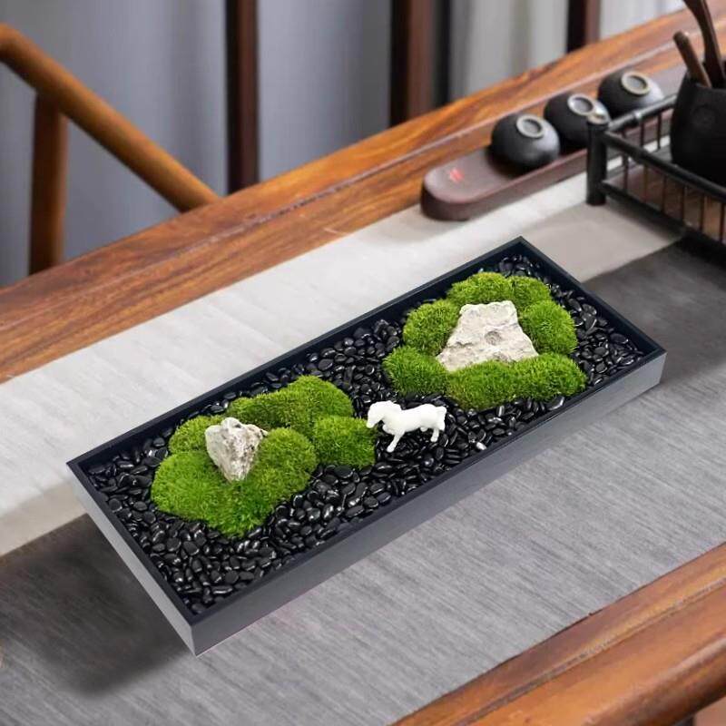 景微观永生苔式藓干花绿餐植花艺中式日桌吧台茶几酒店样板房2347