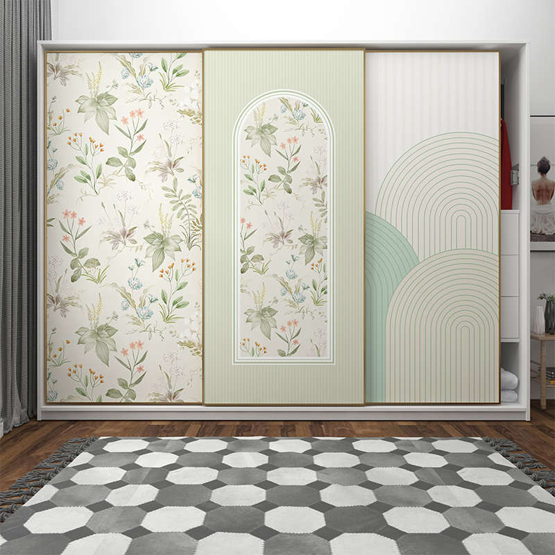 衣柜门贴纸推拉门玻璃门移门装饰改造清新碎花墙纸自粘超厚不透底