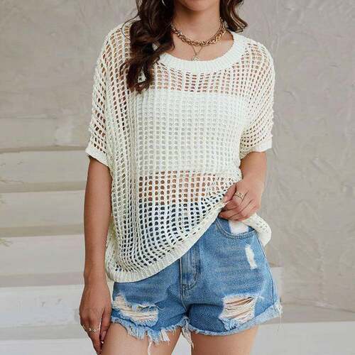 Sweater Womens Knit Summer Beach Crochet s Batwing Short