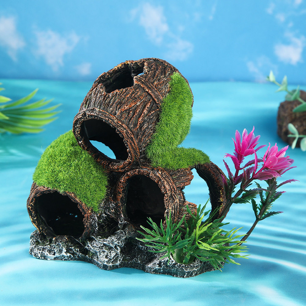 鱼缸造景废墟沉底摆件水底里放的水族残骸沉木虾屋躲避树脂工艺品