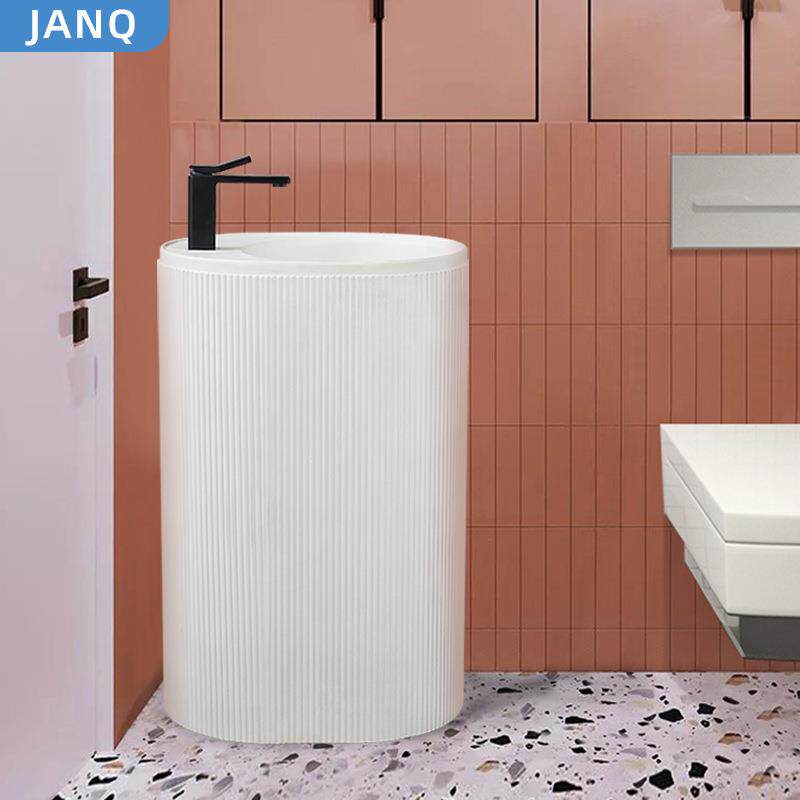 简约人造石大理石立柱盆一体台盆阳台落地式洗手池台盆洗漱台池