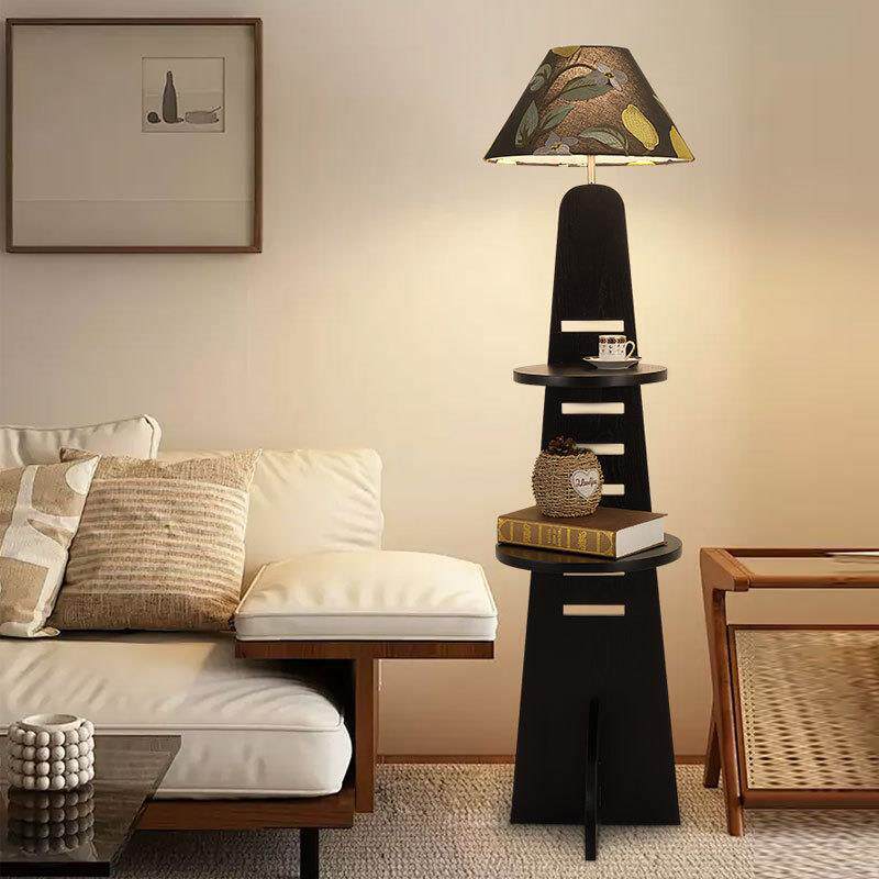 落地灯复古胡桃木色沙发个性艺术布艺灯罩卧室装饰台灯2026年新款