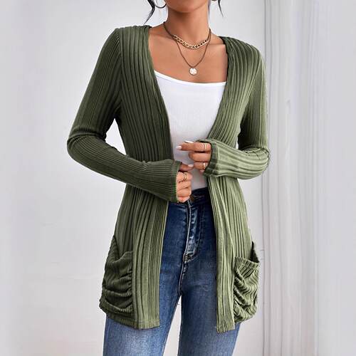 Cardigan long sleeved women's coat sweater knitted sweater
