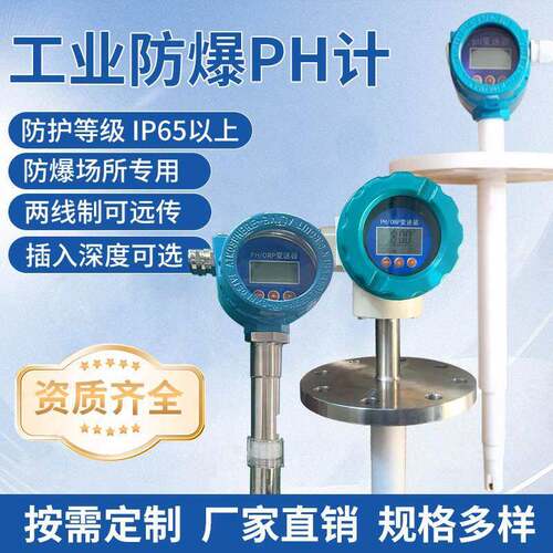 工业线上防爆一体式PH计二线制HART输出反应釜PH计管道安装酸度计