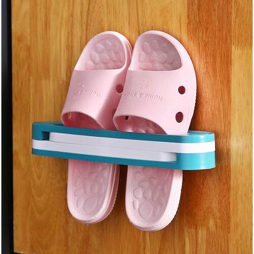 Wall-mounted bathroom slipper rack, no drilling required, tr