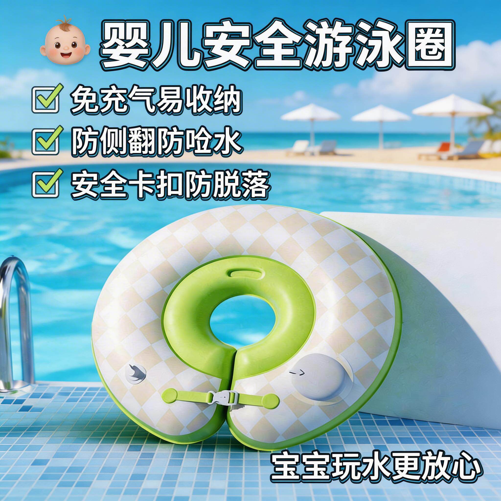 婴儿游泳圈0-6个月小月龄洗澡圈1岁新生幼儿宝宝泡澡儿童腋下泳圈