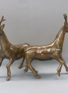 纯铜梅花鹿金属工艺品铜鹿居家办公装饰动物雕塑摆件客厅用品