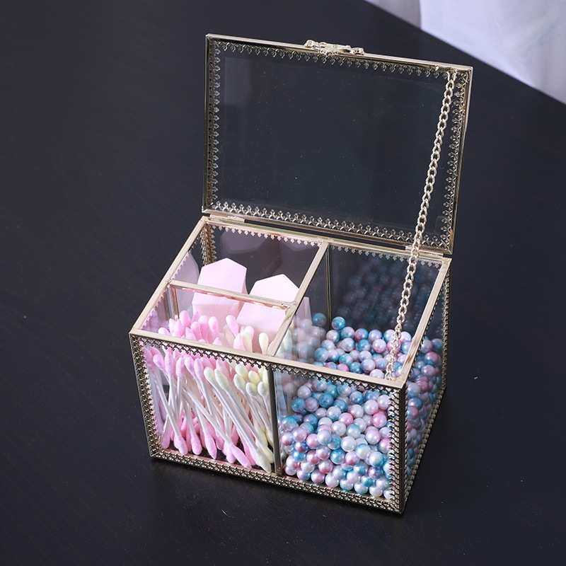 欧式棉签化妆棉收纳盒梳妆台桌面玻璃家用带盖卧室透明整理盒D36,居家布艺,收纳盒,淘宝优惠券,粉丝福利购,淘宝优惠卷