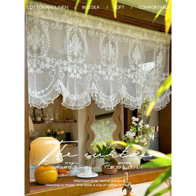 法式韩式公主风纱帘窗幔帘头拱门帘窗帘卧室飘窗柜子遮挡隔断半帘