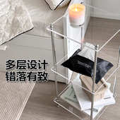 亚克力多层置物架小户型沙发边几书架客厅极窄侧边柜网红矮书