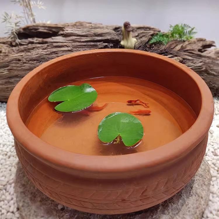 大口径红陶花盆吸水透气素烧陶瓷花盆园艺无孔养鱼陶瓷盆庭院装饰