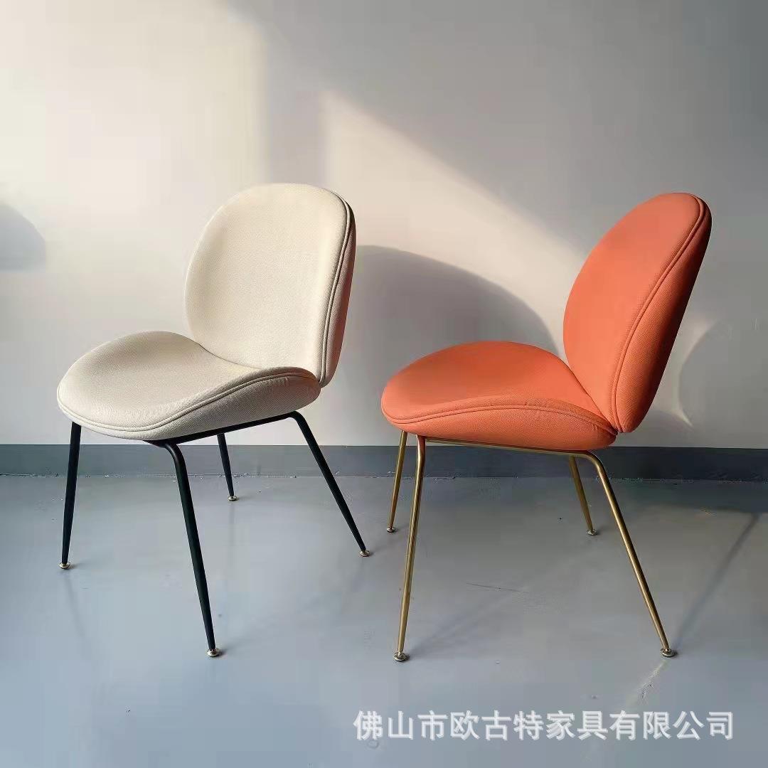欧式轻奢商用家具椅不锈钢钛金拉丝金属椅子意式极简甲壳虫餐椅