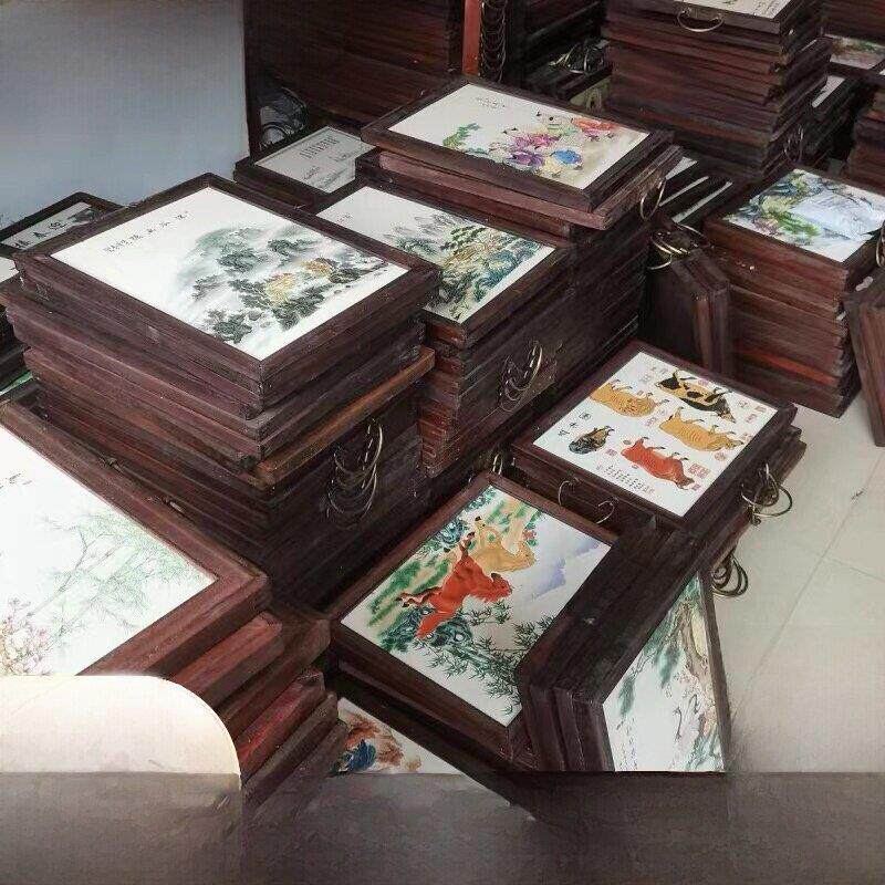 特价清仓处理一批实木民国时期景德镇瓷板画老式画怀旧墙壁装饰品