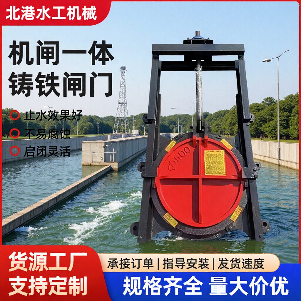 机闸一体铸铁闸门水库平板渠道止水闸门锁闭一体式钢制水利