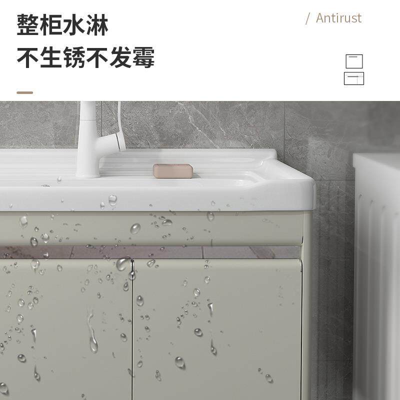 8975V不锈钢衣柜水阳台槽洗衣池带搓板陶瓷一盘体洗洗手挂墙式洗