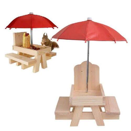 Pet Feeder Wooden Bird Squirrel Feeder Functional Pet