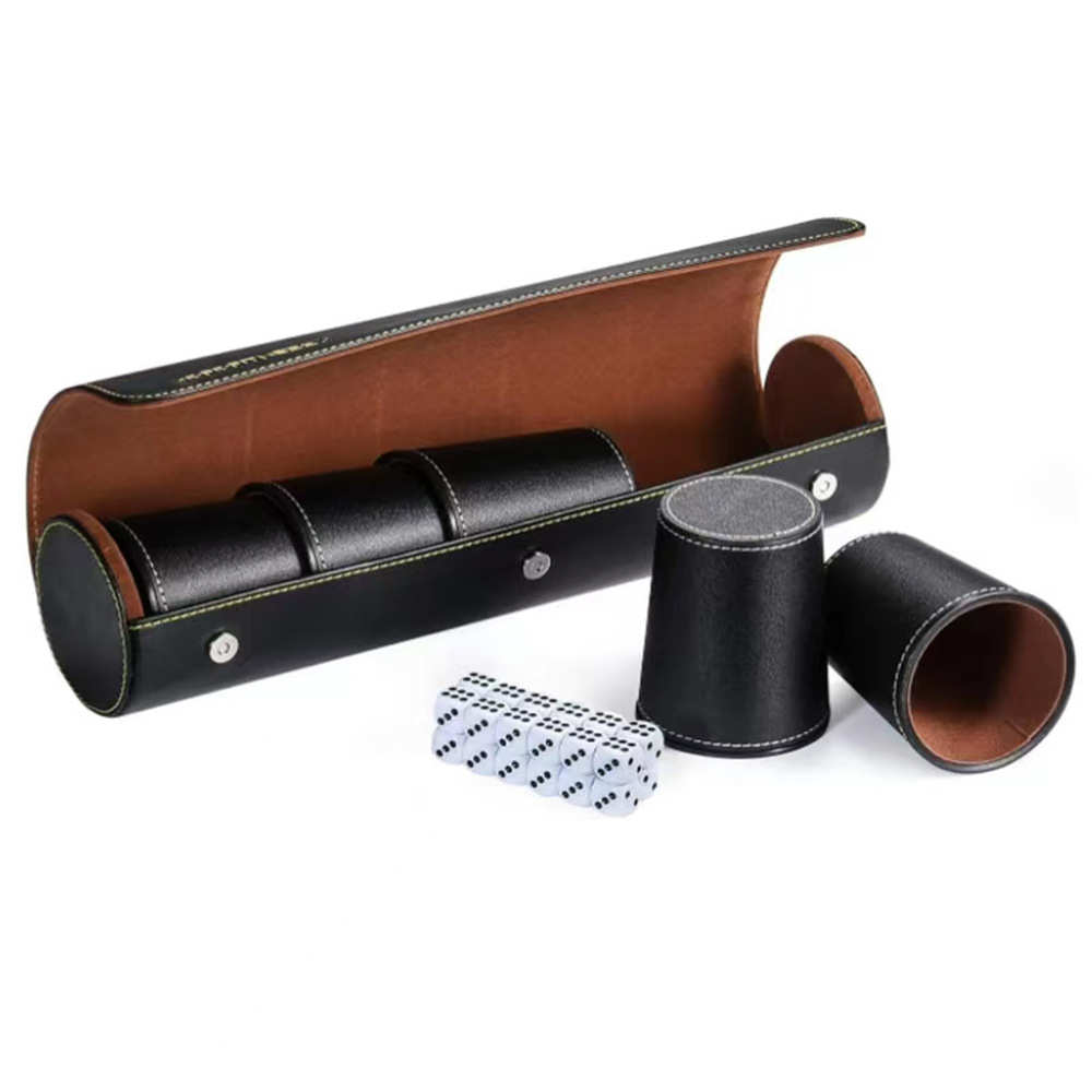 酒吧KTV5个装筛盅皮革套装多色筛子游戏杯静音绒衬带磁吸盖组合套