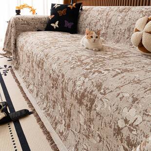 简约仿棉麻沙发盖布四季通用新款沙发巾防滑防猫抓不粘毛沙发套罩