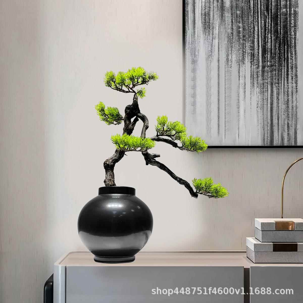 仿真迎松摆盆景件绿客植客厅室内装饰品松树样板景间观新中50cm式