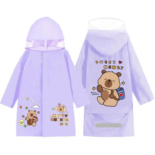 TPV无味男女学生大书包位宝宝雨披 加长防水幼儿园卡通儿童雨衣