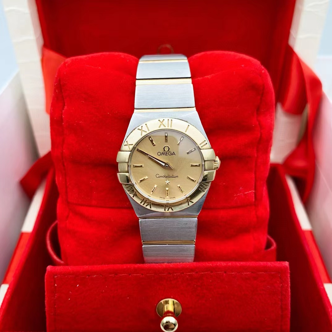 [9.8新]欧米茄星座系列精钢18K黄金石英女表123.20.24.60.08.001