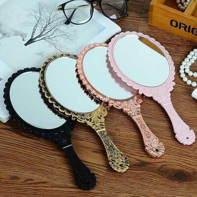 High-definition vintage pattern handle makeup mirror, beauty