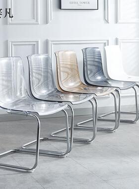 现代FS7577MT简师约透明椅计子设亚克力托网亚斯餐椅家用红创意靠
