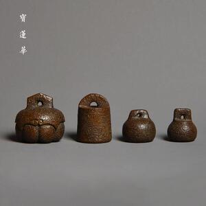 铜秤砣 实心全铜雕铜权 古拙铜器茶玩摆件铜茶宠茶枕文房黄铜镇纸