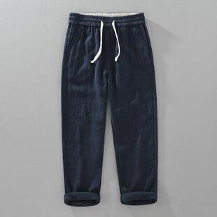 textured straight men layered for linen pants Double leg