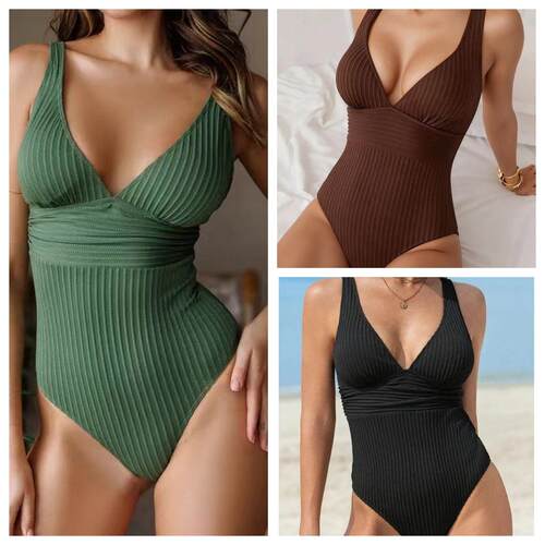 Womens Leaf Print One-Piece Swimsuit Slim-Fitting Sleeveless
