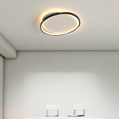 卧2024圆形简约奢灯具北欧简吸顶灯灯年卧室新款现代轻小房间主极