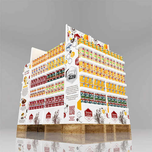 山母托盘食品纸板展示架 costco组合堆叠摆放场景营销直立纸货架