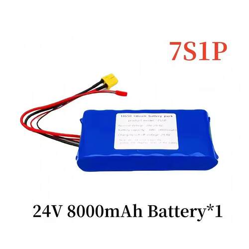 24V 7S1P 8000mAh锂离子电池组有内置BMS和29.4V充电器