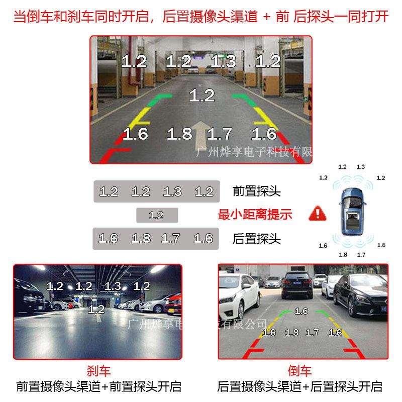 外贸热销汽车可视倒车雷达8探车载蜂鸣声可接车载导航泊车雷达