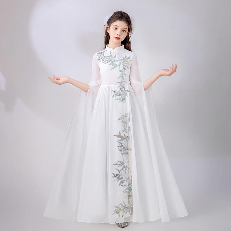 高端女童古筝演出服朗诵演奏儿童套装中国风小主持人中式晚礼服夏