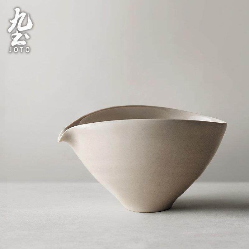 九土日式陶瓷公道杯功夫茶具木灰手工分茶器茶海景德镇公杯功道杯