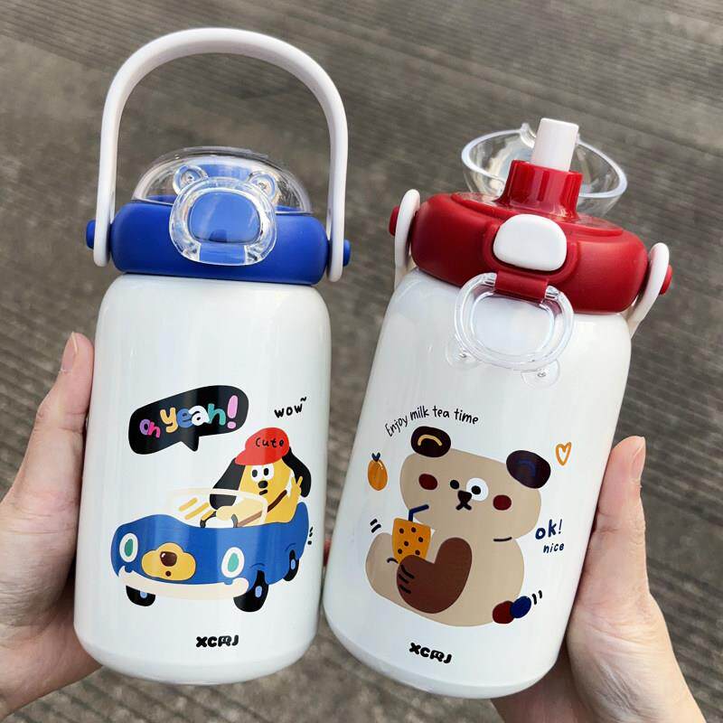 卡通吸管保温杯女生儿童学生韩版可爱高颜值316L不锈钢双饮水杯子