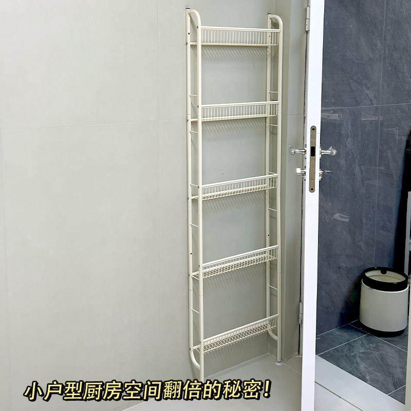 门后薄柜夹缝落地置物架化妆室窄款收纳层架窄厨房边柜薄架收纳柜