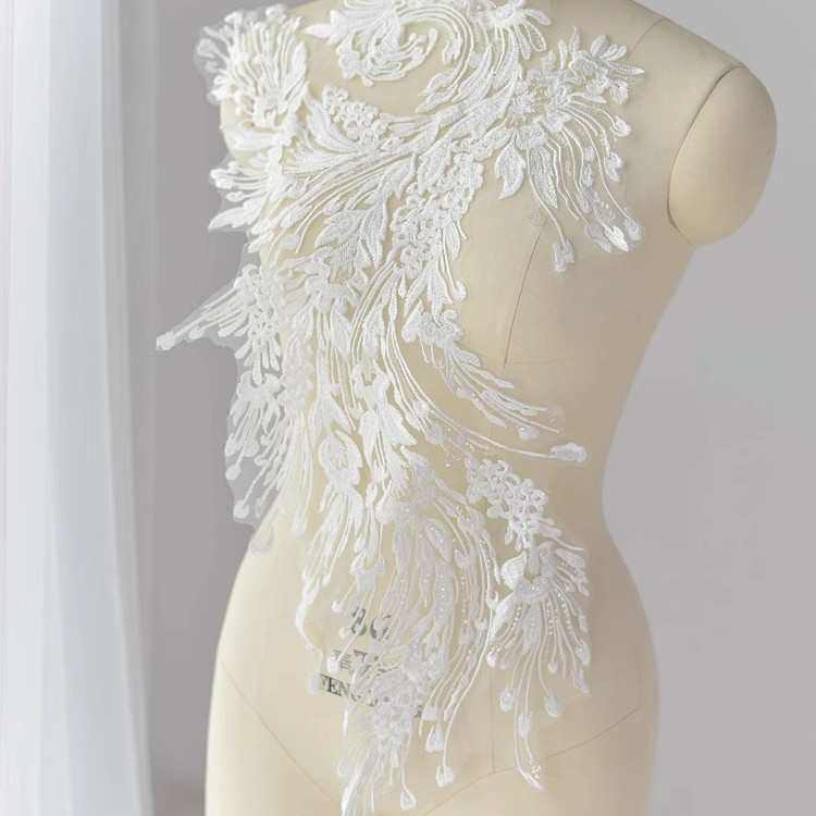 豪华棉线亮片刺绣蕾丝花边 婚纱礼服补丁贴花手工diy材料服装装饰