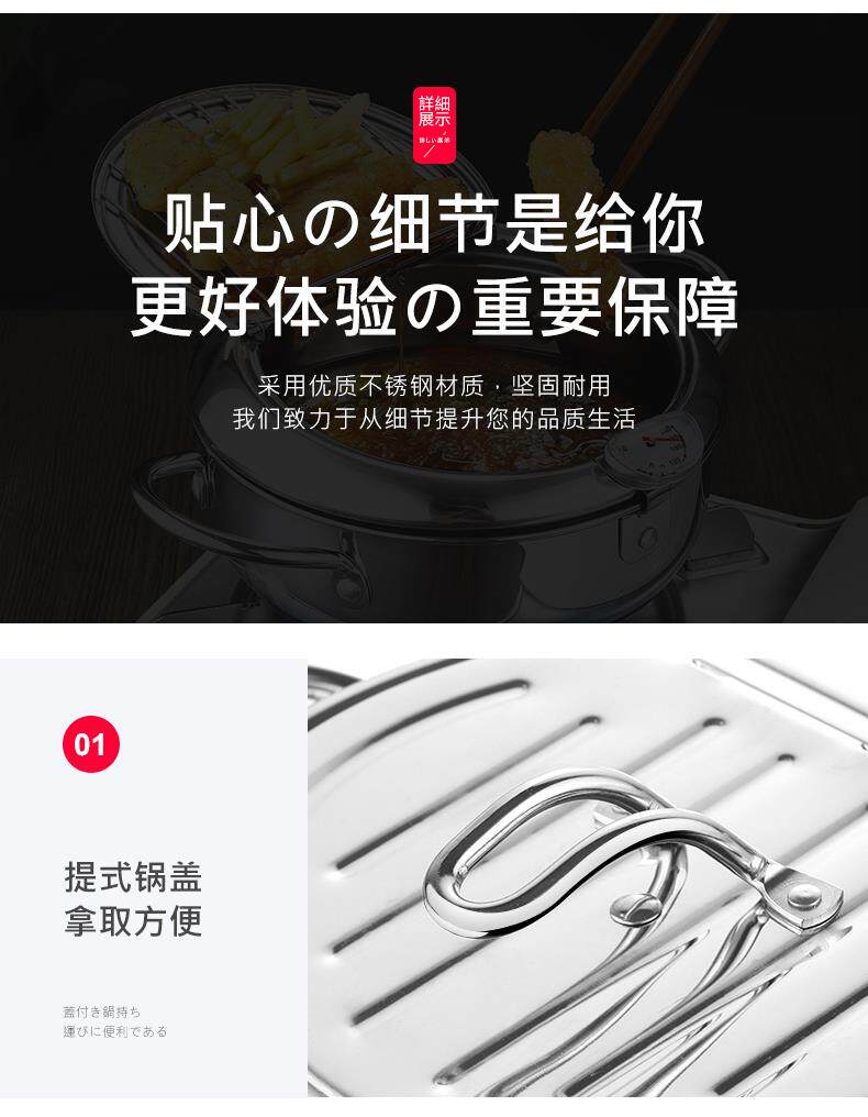 Фритюрница 日式天妇罗油炸锅家用小迷你深控油温燃气瓦斯省油日本小型炸油锅