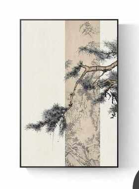 玄关松竹梅国风中式中新禅意迎客松壁画装饰画客厅挂画书房茶室
