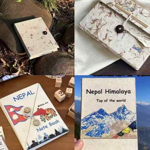 现货纯进口手工笔记本30张拼贴诗a7小众手账本记事本尼泊尔本