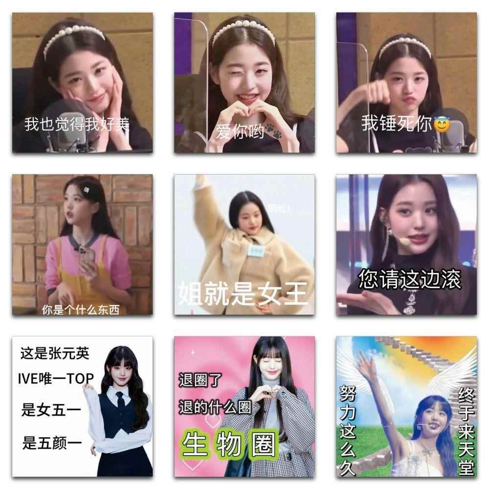 新款170张张元英表情包IVE小圆可爱搞笑装饰行李箱手账桌面diy贴