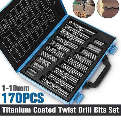 银色170件套高速钢麻花钻铁盒装钻头套钻钢铁钻孔钻头冲击钻