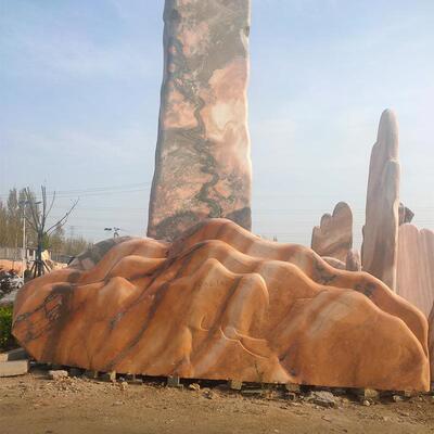 天然景观石景石泰山石切片大型假山石小区村口门牌石刻字石