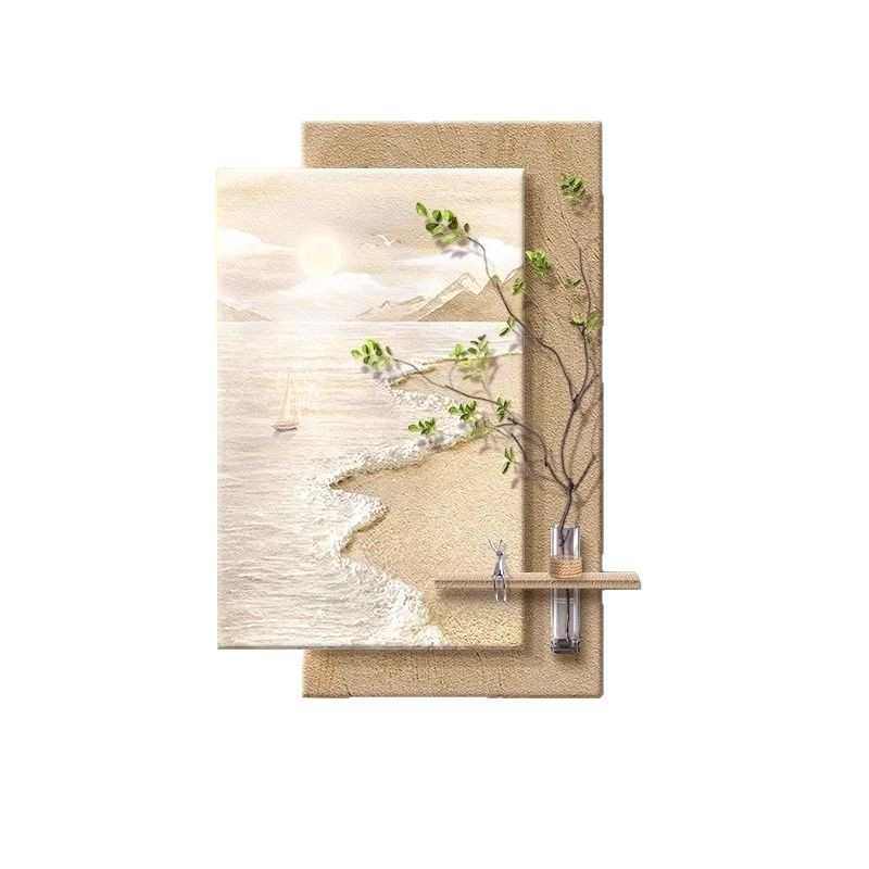 走廊壁画水培2025海景过道新款风寂灯带绿植装饰画客厅玄关挂画侘