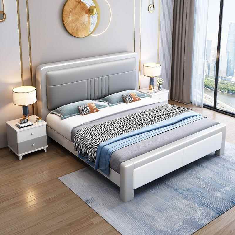 白色全实木床现代简1约.8人米双床主卧软轻靠奢床家IIQ用1.5米储
