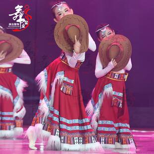 藏族舞蹈演出服装女艺考练习服饰民族大摆裙长款藏族次仁拉索舞蹈
